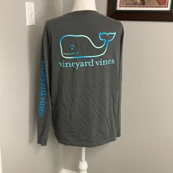 Vineyard Vines Gray Long Sleeve Tee Casual Comfort Mens Size Medium Cotton - Picture 4 of 5